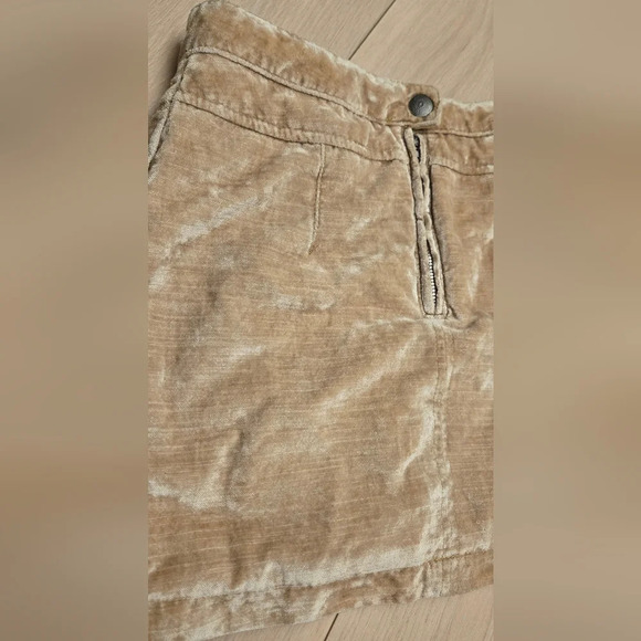 Free People Dust to Dust Crushed Velvet Fall Mini Skirt Creamy Tan - Picture 4 of 8